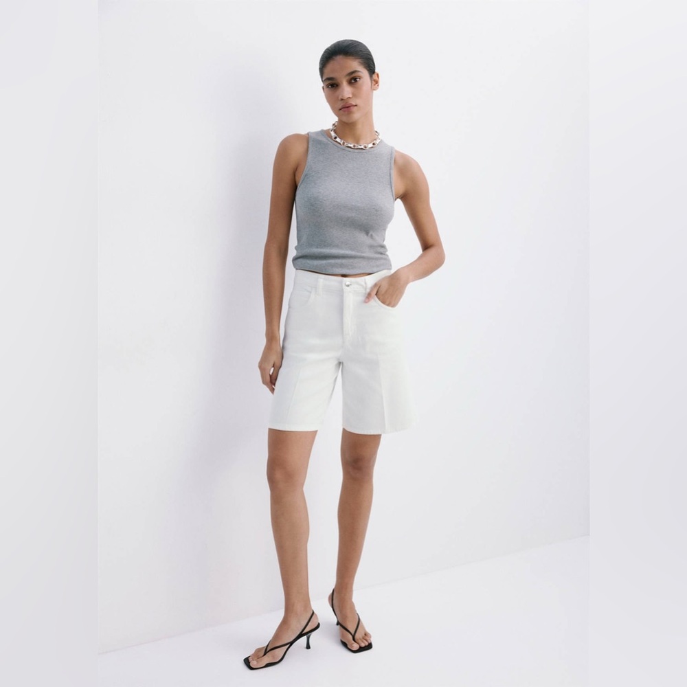 NWT Mango Straight-Fit Denim Bermuda Shorts